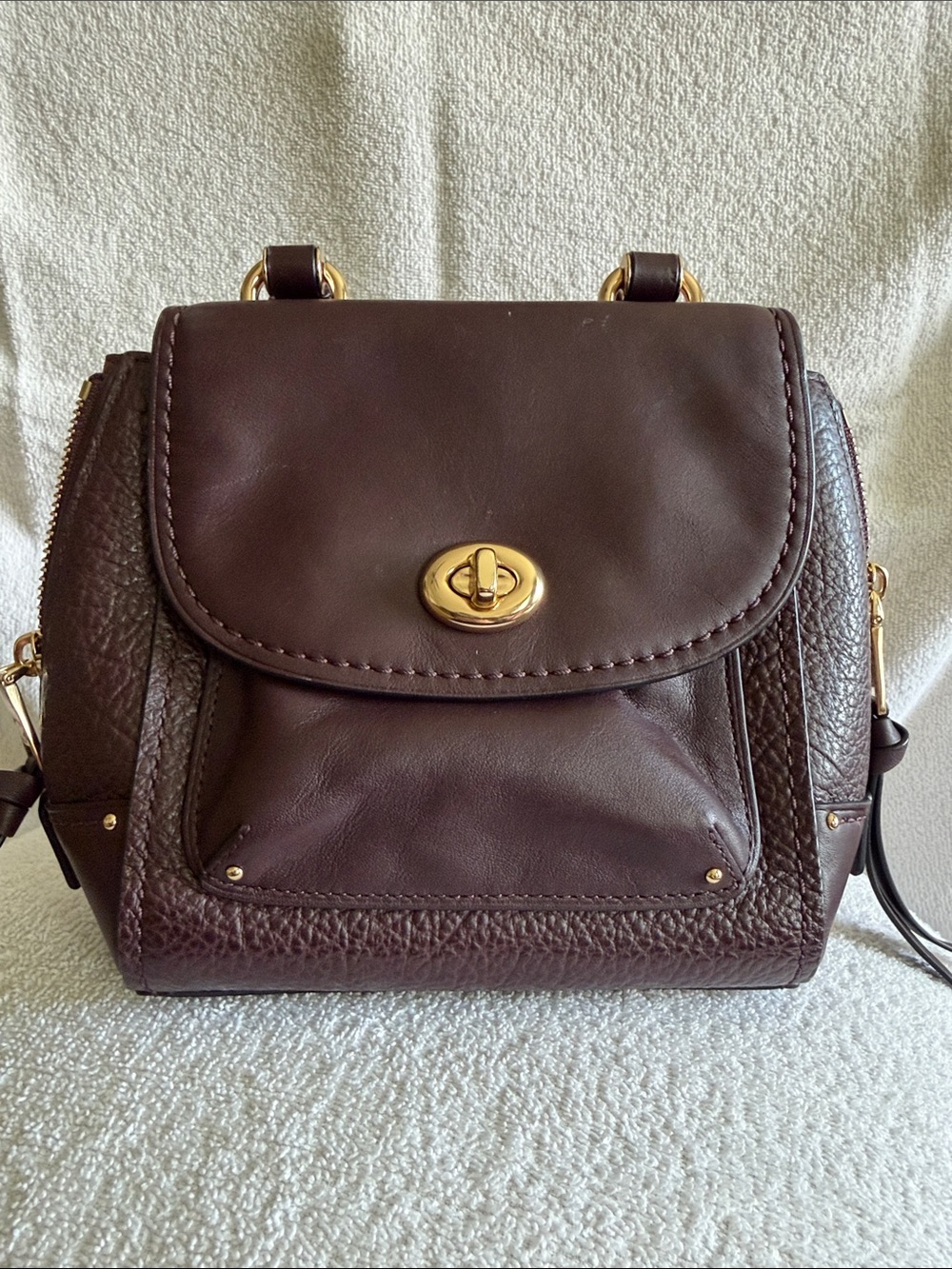 Coach Chocolate Brown Leather Turn-Lock Crossbody Bag